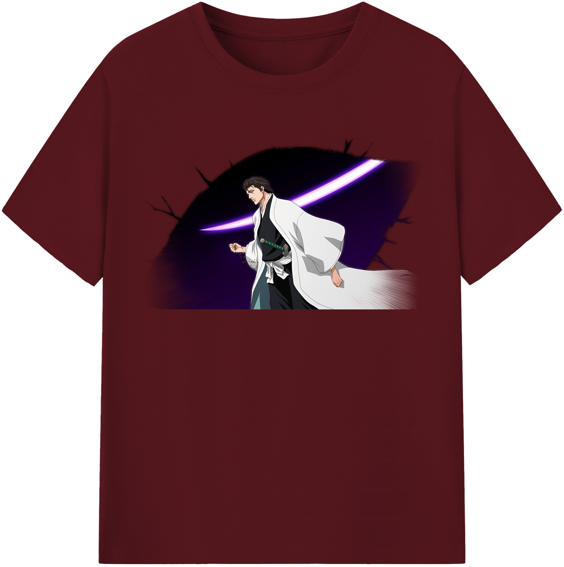 （画像用） ブリーチ 藍染 惣右介（あいぜん そうすけ） BLEACH Aizen Sousuke 綿100％半袖Tシャツ（フロントプリント）